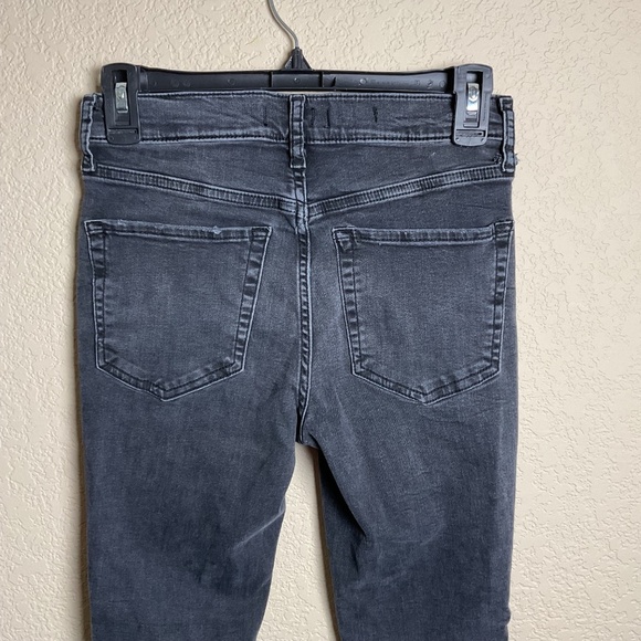 Free People Womens 26 Black Distressed Skinny Mid Rise Denim Jeans‎ - Picture 7 of 8